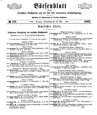 Börsenblatt für den deutschen Buchhandel Donnerstag 27. Mai 1869