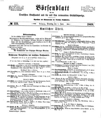 Börsenblatt für den deutschen Buchhandel Dienstag 1. Juni 1869