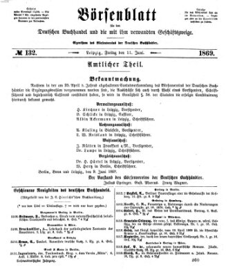 Börsenblatt für den deutschen Buchhandel Freitag 11. Juni 1869