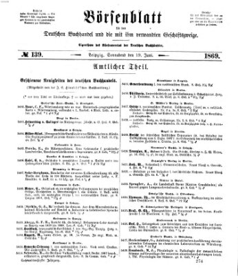 Börsenblatt für den deutschen Buchhandel Samstag 19. Juni 1869