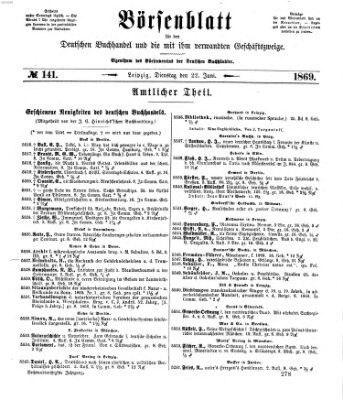 Börsenblatt für den deutschen Buchhandel Dienstag 22. Juni 1869