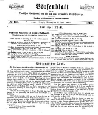 Börsenblatt für den deutschen Buchhandel Mittwoch 30. Juni 1869