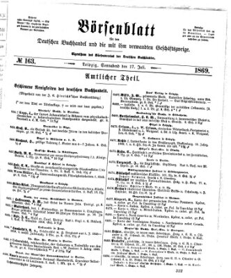 Börsenblatt für den deutschen Buchhandel Samstag 17. Juli 1869