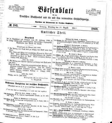 Börsenblatt für den deutschen Buchhandel Dienstag 10. August 1869