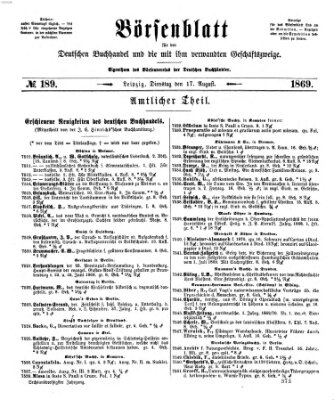 Börsenblatt für den deutschen Buchhandel Dienstag 17. August 1869