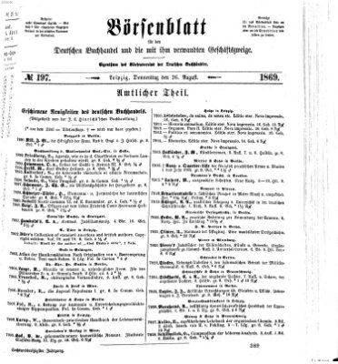 Börsenblatt für den deutschen Buchhandel Donnerstag 26. August 1869