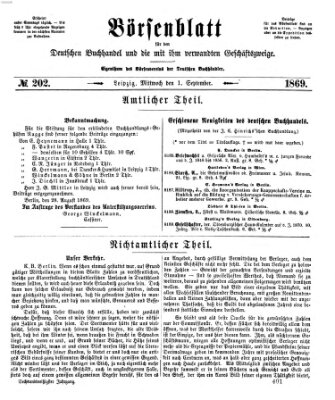 Börsenblatt für den deutschen Buchhandel Mittwoch 1. September 1869