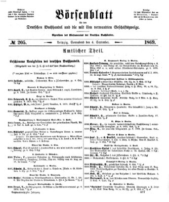 Börsenblatt für den deutschen Buchhandel Samstag 4. September 1869