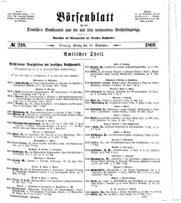 Börsenblatt für den deutschen Buchhandel Freitag 10. September 1869