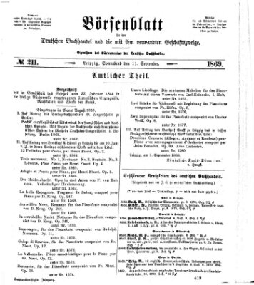 Börsenblatt für den deutschen Buchhandel Samstag 11. September 1869