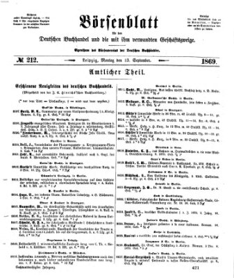 Börsenblatt für den deutschen Buchhandel Montag 13. September 1869