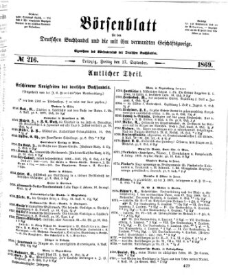 Börsenblatt für den deutschen Buchhandel Freitag 17. September 1869