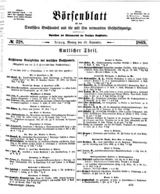 Börsenblatt für den deutschen Buchhandel Montag 20. September 1869