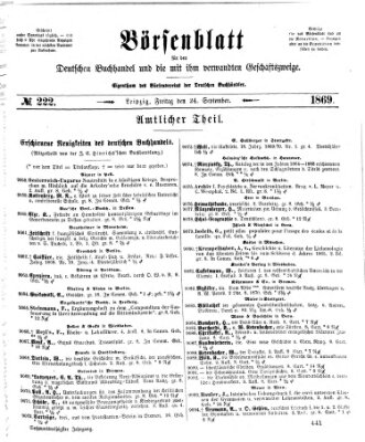 Börsenblatt für den deutschen Buchhandel Freitag 24. September 1869