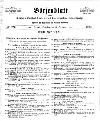 Börsenblatt für den deutschen Buchhandel Samstag 25. September 1869