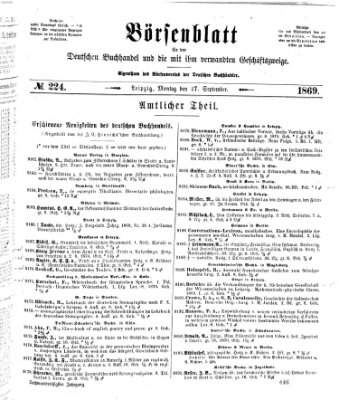 Börsenblatt für den deutschen Buchhandel Montag 27. September 1869