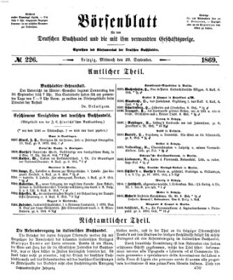 Börsenblatt für den deutschen Buchhandel Mittwoch 29. September 1869