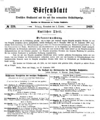Börsenblatt für den deutschen Buchhandel Samstag 2. Oktober 1869