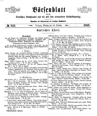 Börsenblatt für den deutschen Buchhandel Montag 18. Oktober 1869