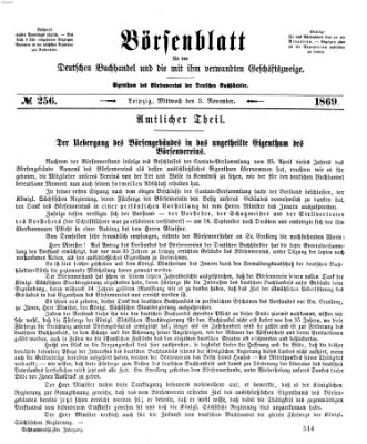 Börsenblatt für den deutschen Buchhandel Mittwoch 3. November 1869