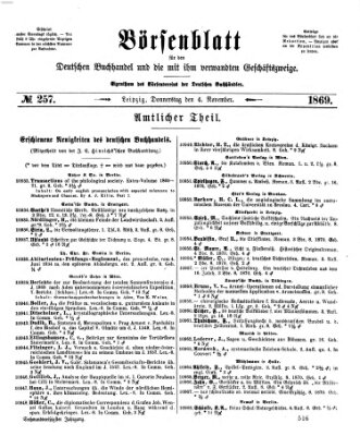 Börsenblatt für den deutschen Buchhandel Donnerstag 4. November 1869