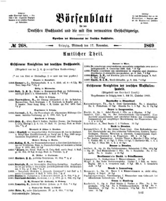 Börsenblatt für den deutschen Buchhandel Mittwoch 17. November 1869