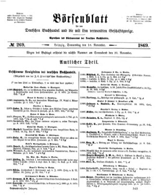 Börsenblatt für den deutschen Buchhandel Donnerstag 18. November 1869