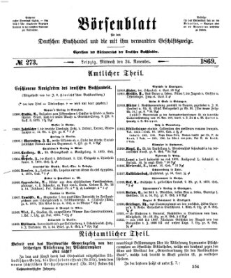 Börsenblatt für den deutschen Buchhandel Mittwoch 24. November 1869