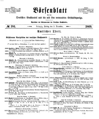 Börsenblatt für den deutschen Buchhandel Freitag 3. Dezember 1869