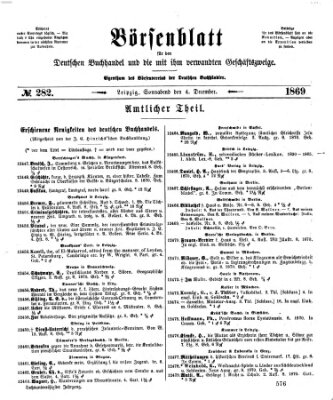 Börsenblatt für den deutschen Buchhandel Samstag 4. Dezember 1869