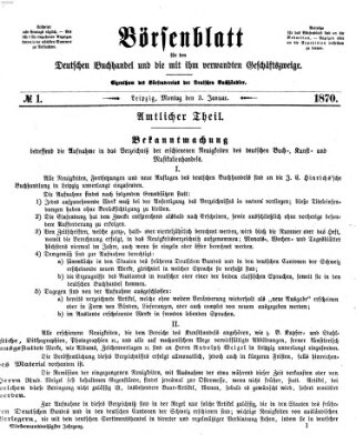 Börsenblatt für den deutschen Buchhandel Montag 3. Januar 1870