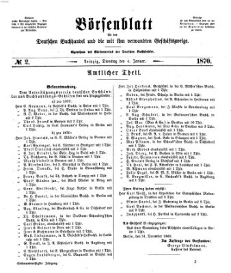 Börsenblatt für den deutschen Buchhandel Dienstag 4. Januar 1870