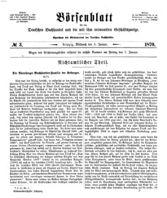 Börsenblatt für den deutschen Buchhandel Mittwoch 5. Januar 1870