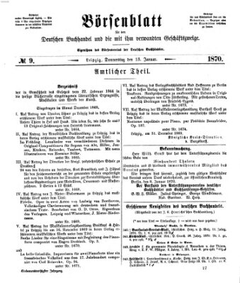 Börsenblatt für den deutschen Buchhandel Donnerstag 13. Januar 1870