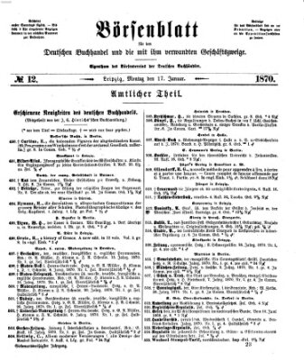 Börsenblatt für den deutschen Buchhandel Montag 17. Januar 1870