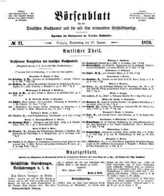 Börsenblatt für den deutschen Buchhandel Donnerstag 27. Januar 1870