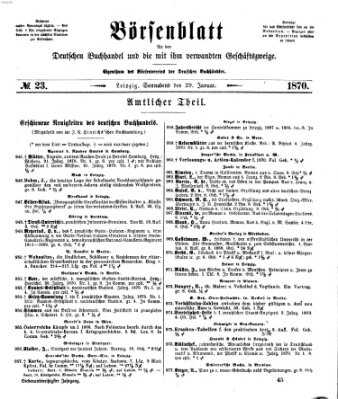 Börsenblatt für den deutschen Buchhandel Samstag 29. Januar 1870