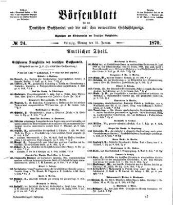 Börsenblatt für den deutschen Buchhandel Montag 31. Januar 1870