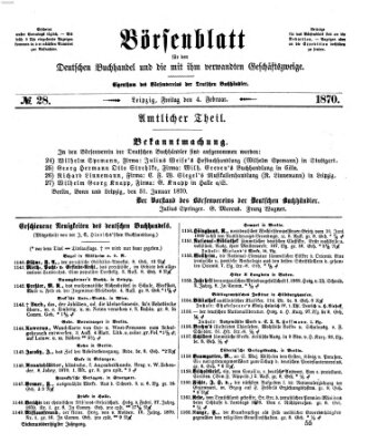 Börsenblatt für den deutschen Buchhandel Freitag 4. Februar 1870