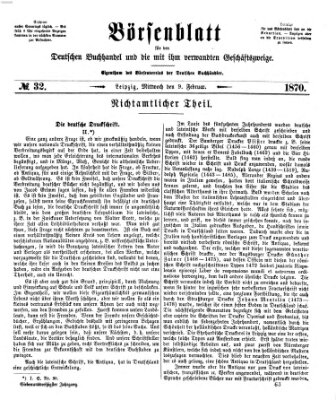 Börsenblatt für den deutschen Buchhandel Mittwoch 9. Februar 1870