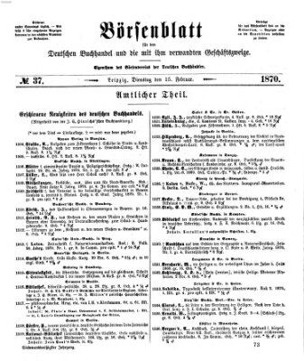 Börsenblatt für den deutschen Buchhandel Dienstag 15. Februar 1870