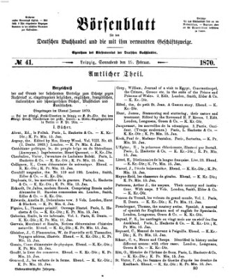 Börsenblatt für den deutschen Buchhandel Samstag 19. Februar 1870