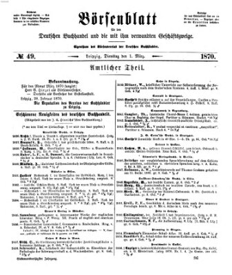 Börsenblatt für den deutschen Buchhandel Dienstag 1. März 1870