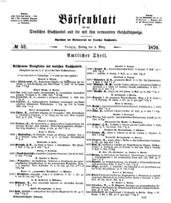 Börsenblatt für den deutschen Buchhandel Freitag 4. März 1870