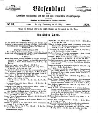 Börsenblatt für den deutschen Buchhandel Donnerstag 17. März 1870