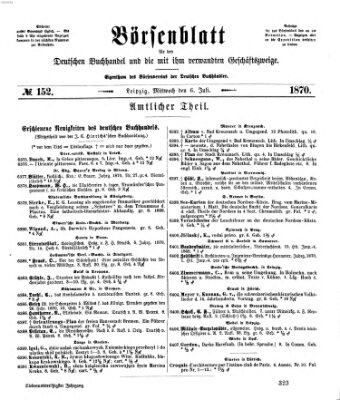 Börsenblatt für den deutschen Buchhandel Mittwoch 6. Juli 1870