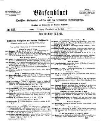 Börsenblatt für den deutschen Buchhandel Samstag 9. Juli 1870