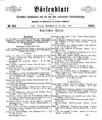 Börsenblatt für den deutschen Buchhandel Samstag 16. Juli 1870