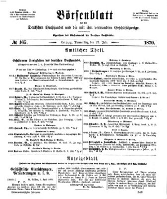 Börsenblatt für den deutschen Buchhandel Donnerstag 21. Juli 1870