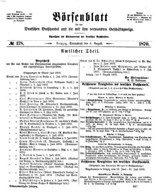 Börsenblatt für den deutschen Buchhandel Samstag 6. August 1870